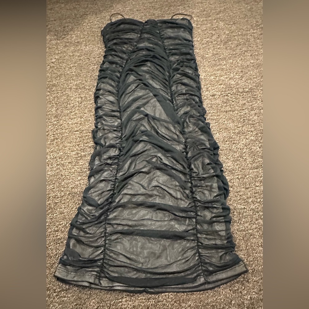 EUC Junior Ladies Hot Miami Styles Bkack Ruched Tiered Cocktail Dress Sz M